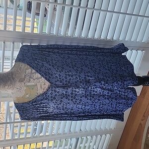 Lane Bryant Flowery Button Up Blouse in  Blue - Size 14/16
